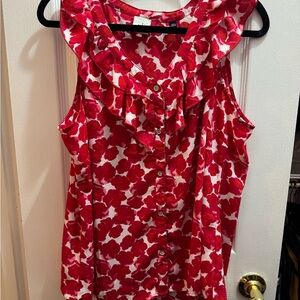 Cabi Red Rosy Floral Sleeveless blouse